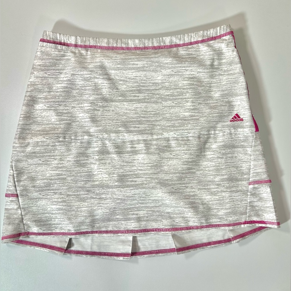 Adidas Climacool Womens 8 White Gray Pink Side Zip Pleated Shorts Tennis Skirt